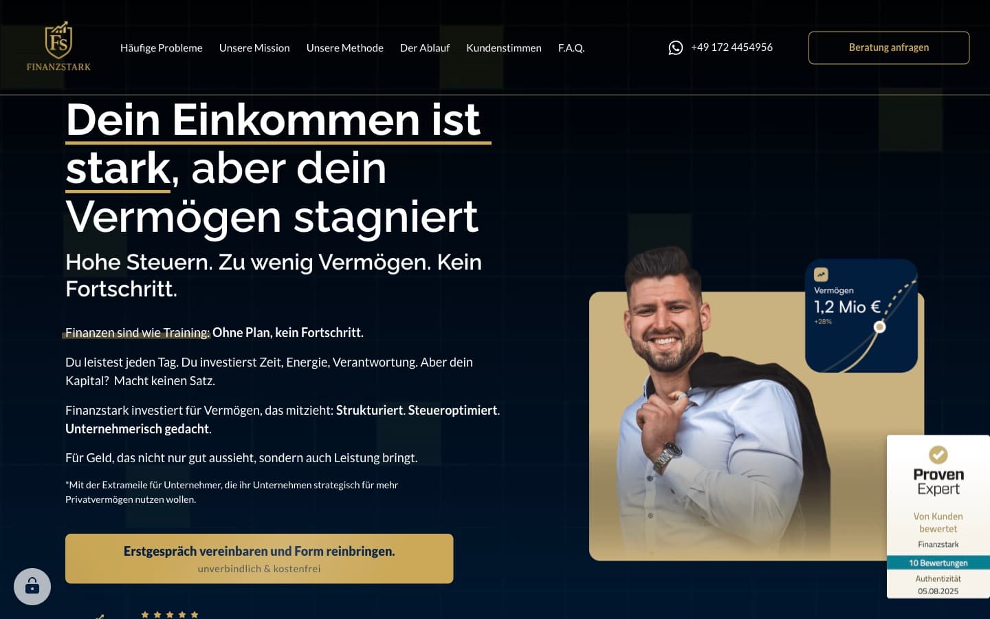 Website von Finanzstark, gebaut von ADYOUCATE